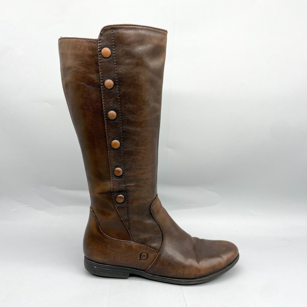 Born Womens 6 Brown Leather Tall Riding Boots Boho Western Rustic VTG Stempunk